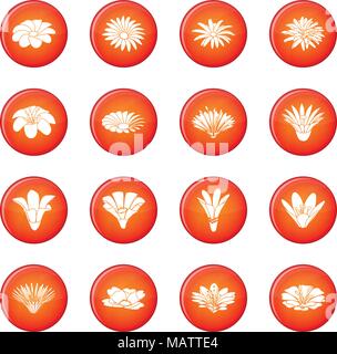 Detailed flower icons set red square vector Stock Vector Image & Art ...