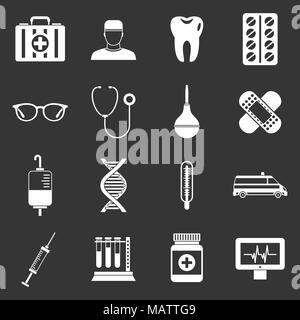 Medicine icons set grey vector Stock Vector