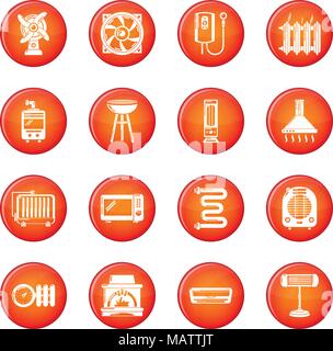 Heat cool air flow tools icons set red vector Stock Vector