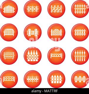 Different fencing icons set red vector Stock Vector