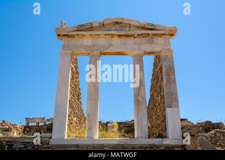 The Temple of Isis in Archaeological Site of Delos island, Cyclades, Greece. Stock Photo