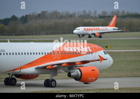 Easyjet aircraft taxiing at London Stansted Airport Stock Photo