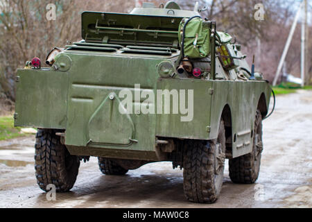 combat reconnaissance patrol car BRDM-2 in motion. Stock Photo