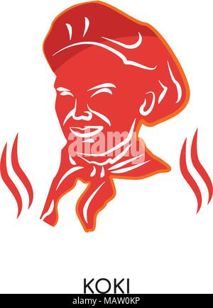 logo koki isolated on white background for your web, mobile and app design Stock Vector