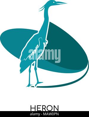 heron logo isolated on white background for your web, mobile and app design Stock Vector
