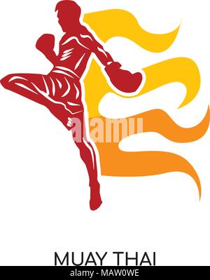 muay thai logo isolated on white background for your web, mobile and app design Stock Vector