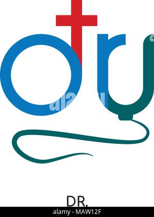 dr. logo isolated on white background for your web, mobile and app design Stock Vector