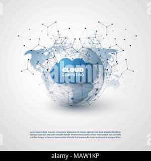 Cloud Computing Design Concept - Digital Network Connections, Technology Background Stock Vector