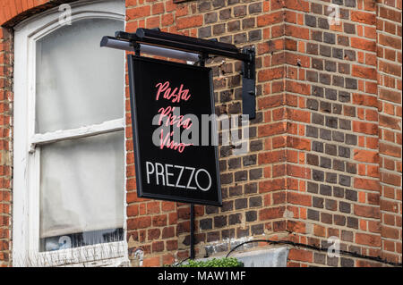 Prezzo restaurant Group closures: Brentwood Prezzo to close and Tex Mex restaurant Chimichanga has already closed. Stock Photo