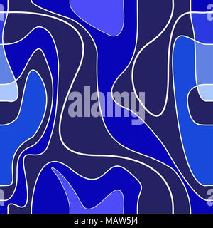 Blue wavy design seamless tile pattern, vector, square Stock Vector