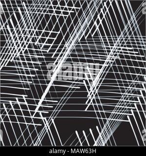 white watercolor triangle grid pattern on black background, vector illustration Stock Vector