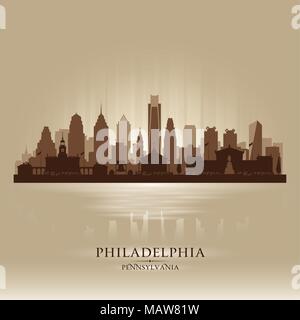 Philadelphia Pennsylvania  city skyline vector silhouette illustration Stock Vector