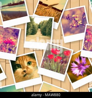 Seamless pattern with vintage photos Stock Photo