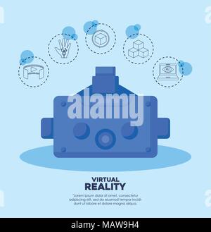 scope and virtual reality related icons over blue background, colorful design. vector illustration Stock Vector