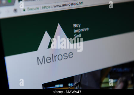 Website of Melrose, a British based investment company Stock Photo