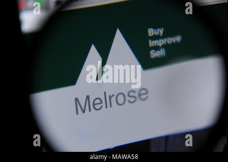 Website of Melrose, a British based investment company Stock Photo