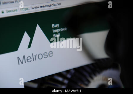 Website of Melrose, a British based investment company Stock Photo