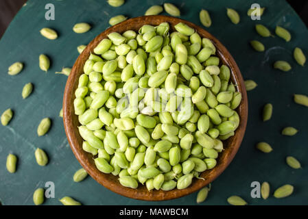 Oven Roasted Fresh Green Chickpeas snack Stock Photo