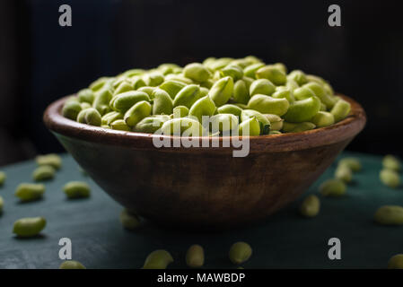 Oven Roasted Fresh Green Chickpeas snack Stock Photo