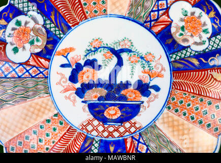 Close-up of antique Japanese Imari porcelain ware made around 1860. Stock Photo