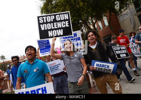 Protesters demonstrate in the March For Our Lives against gun violence, University of Arizona, March 24, 2018, Tucson, Arizona, USA.