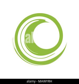 Custom Zen Wave Green Vector Symbol Graphic Logo Design Stock Vector