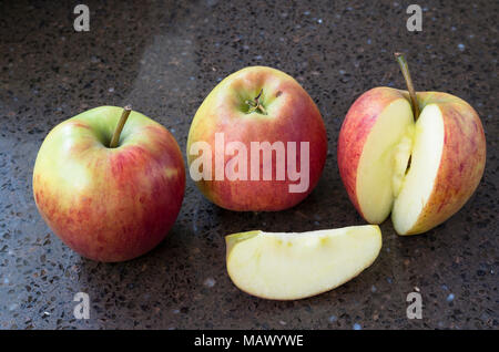 Ripe apples ready to eat in winter. Variety Rubens Stock Photo