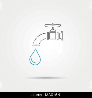 Water tap line icon, vector Stock Vector