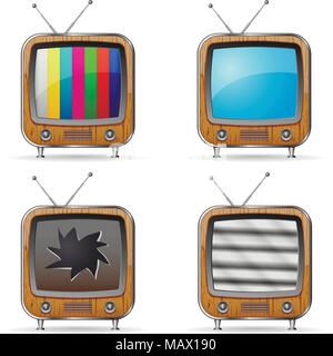 Vector retro TV icons with various screens. Stock Vector