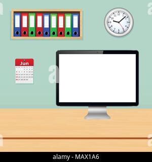 Designer workplace with computer pc Stock Vector