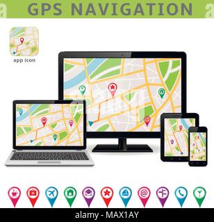 GPS navigation. Infographic template Stock Vector