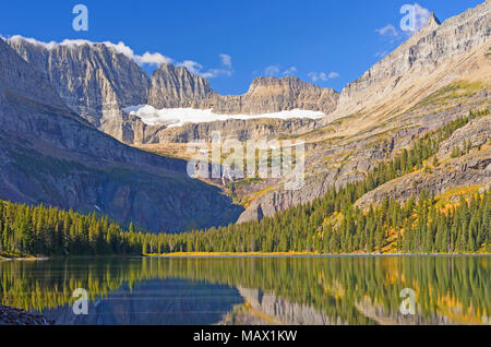 Early Morning Light on the Glacial Carved Mountains of the Grinnel Glacier in Glacier National Park in Montana Stock Photo