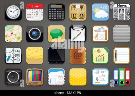 Set of Vector Application Web Icons Stock Vector