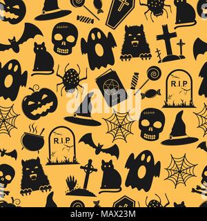 Seamless halloween pattern. Halloween seamless background. Stock Vector