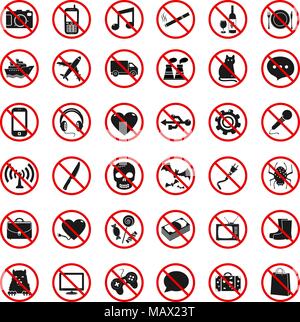 Vector illustration of set of different prohibition symbol Stock Vector