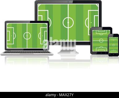 Smart Phone And Tablet With Football Field For Betting Online Concept  Royalty Free SVG, Cliparts, Vectors, And Stock Illustration. Image  102205853.