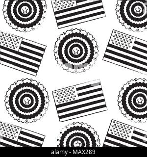 american flag and rosette ornament background Stock Vector