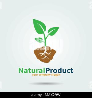 Natural product logo design template. Vector illustration. Stock Vector