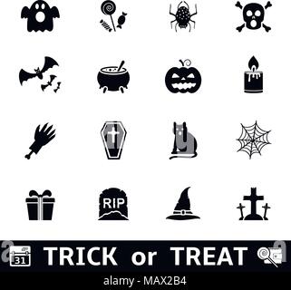 Set of halloween icons on a white background. Vector illustration. Stock Vector