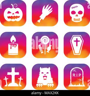Halloween icons set Stock Vector