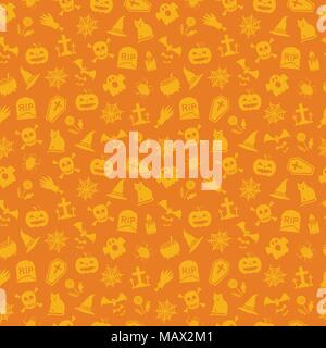 Halloween orange background. Seamless pattern. Vector illustration. Stock Vector
