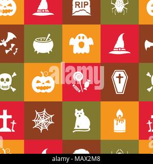 Seamless Halloween squared pattern. Vector illustration. Stock Vector