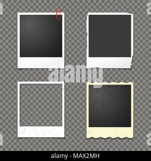 Vector instant photo frames isolated on transparent background Stock Vector
