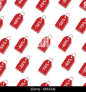 Discount red price tags seamless pattern Stock Vector