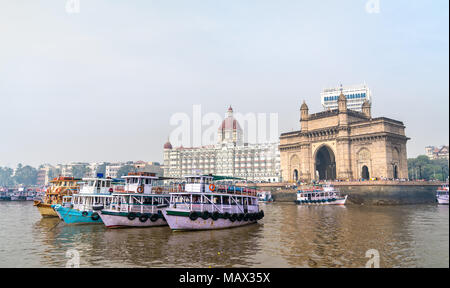 Ferries near the Gateway of India in Mumbai, India Stock Photo