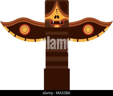 canadian totem wooden icon Stock Vector