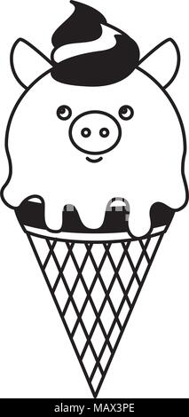 ice crean with piggy face cool Stock Vector