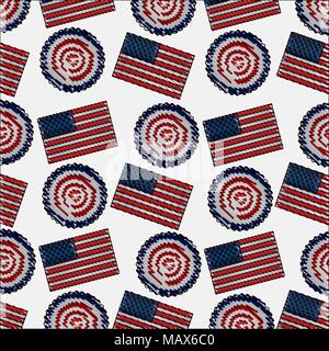american flag and rosette ornament background Stock Vector