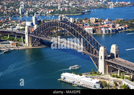 Aerial view of the Sydney Harbour Bridge, Sydney, New South Wales, Australia Stock Photo