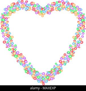 Heart shape pattern formed by colorful circles in various sizes, isolated on white (transparent) background. Vector illustration. Stock Vector